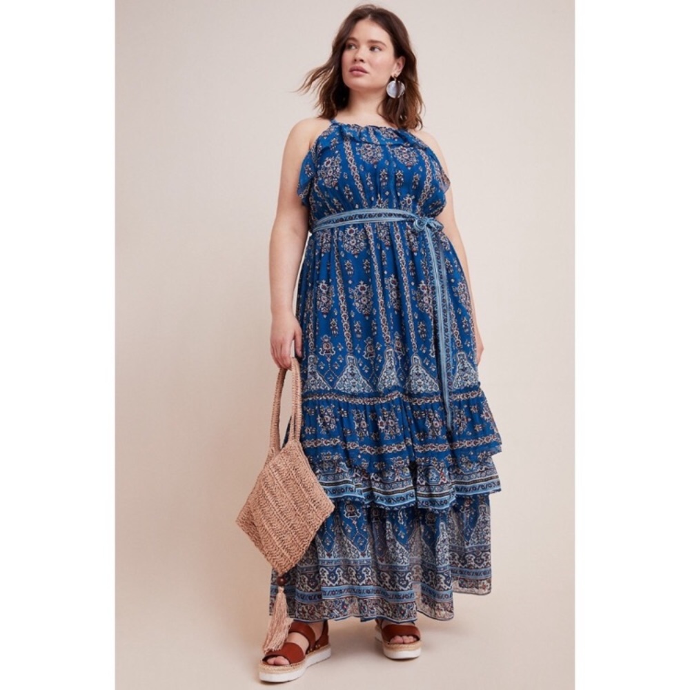 NWT ANTHROPOLOGIE SASHA RUFFLE MAXI DRESS - Picture 10 of 16